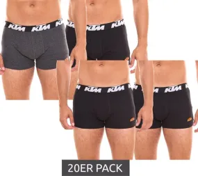 20-Pack KTM Men's Boxer Shorts, Cotton Underwear with Logo Print Black or Black/Gray