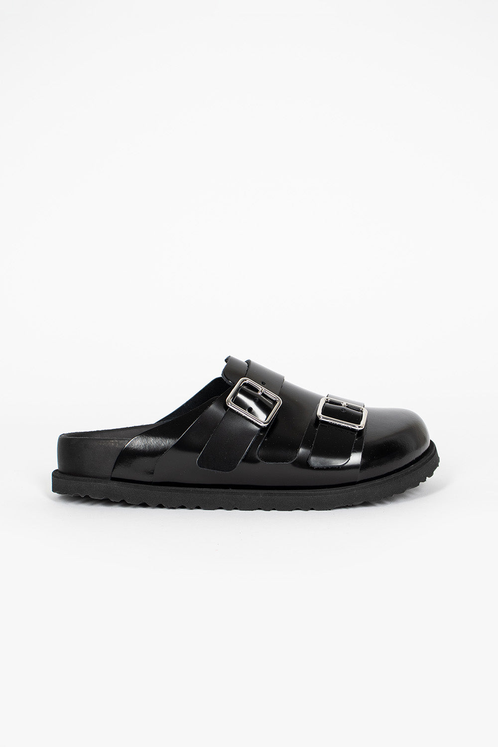 222 West Black Leather Sandals