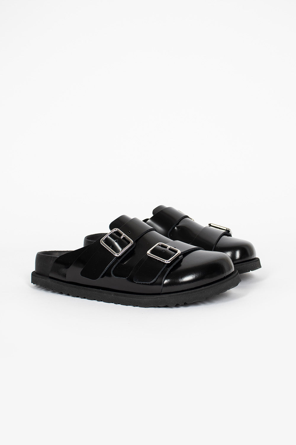 222 West Black Leather Sandals