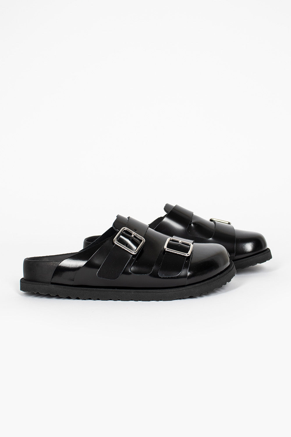 222 West Black Leather Sandals