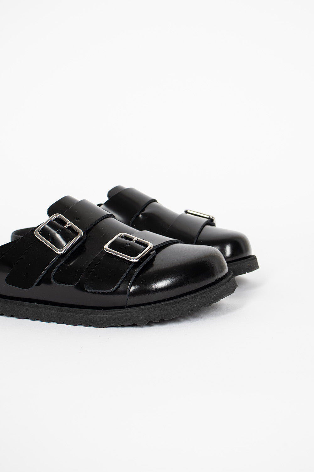 222 West Black Leather Sandals