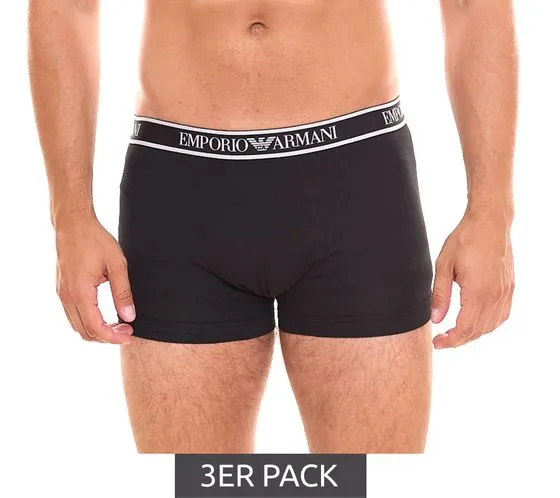 3-Pack EMPORIO ARMANI Men's Boxer Shorts, Cotton Underwear Black 111357 4R717 21320