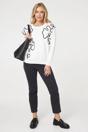 Abstract Print Scoop Neck Pullover by Izabel London