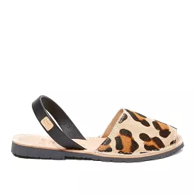 Animal Print Leather Sandal - Women's Menorcan Sandal - A Rueda 2031