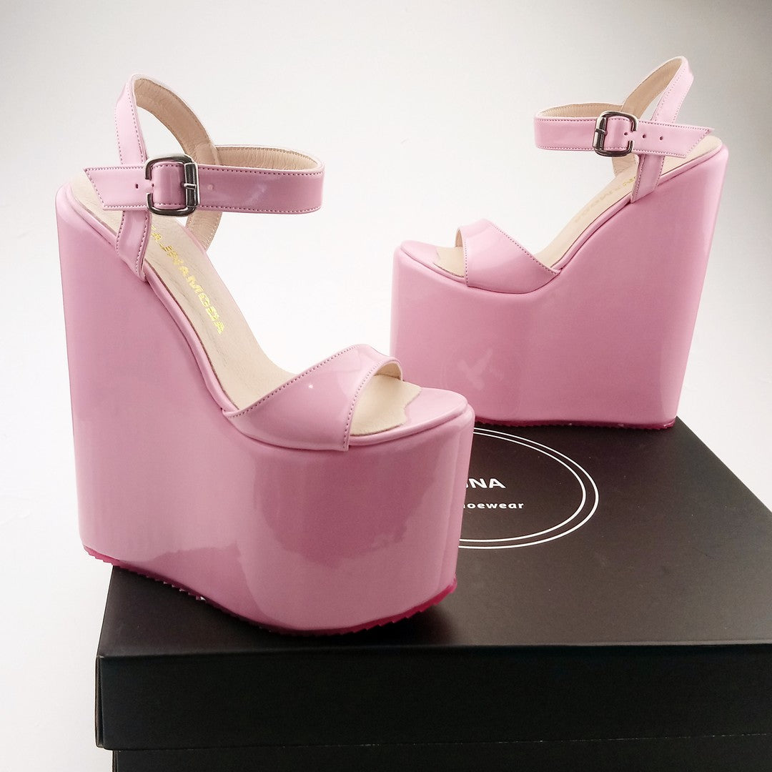 Ankle Strap Pink Wedge Sandals