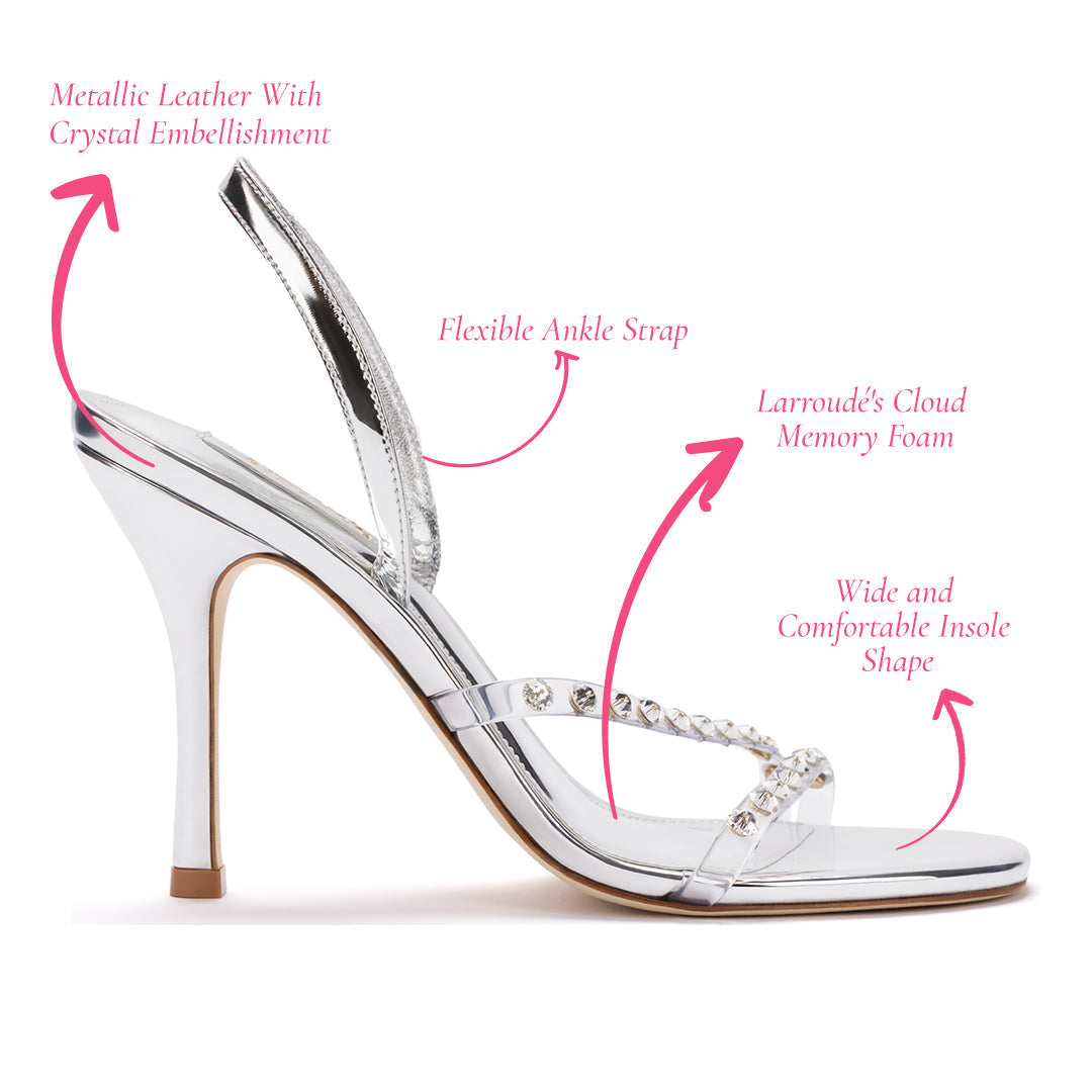 Annie Silver Specchio Sandal with Swarovski Crystals