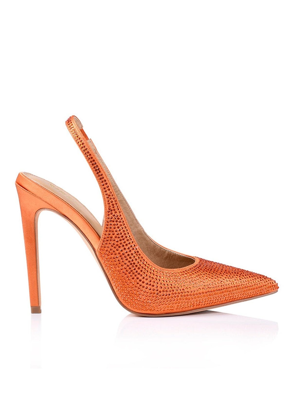 Anthony Orange Satin Jeweled Stiletto Heels