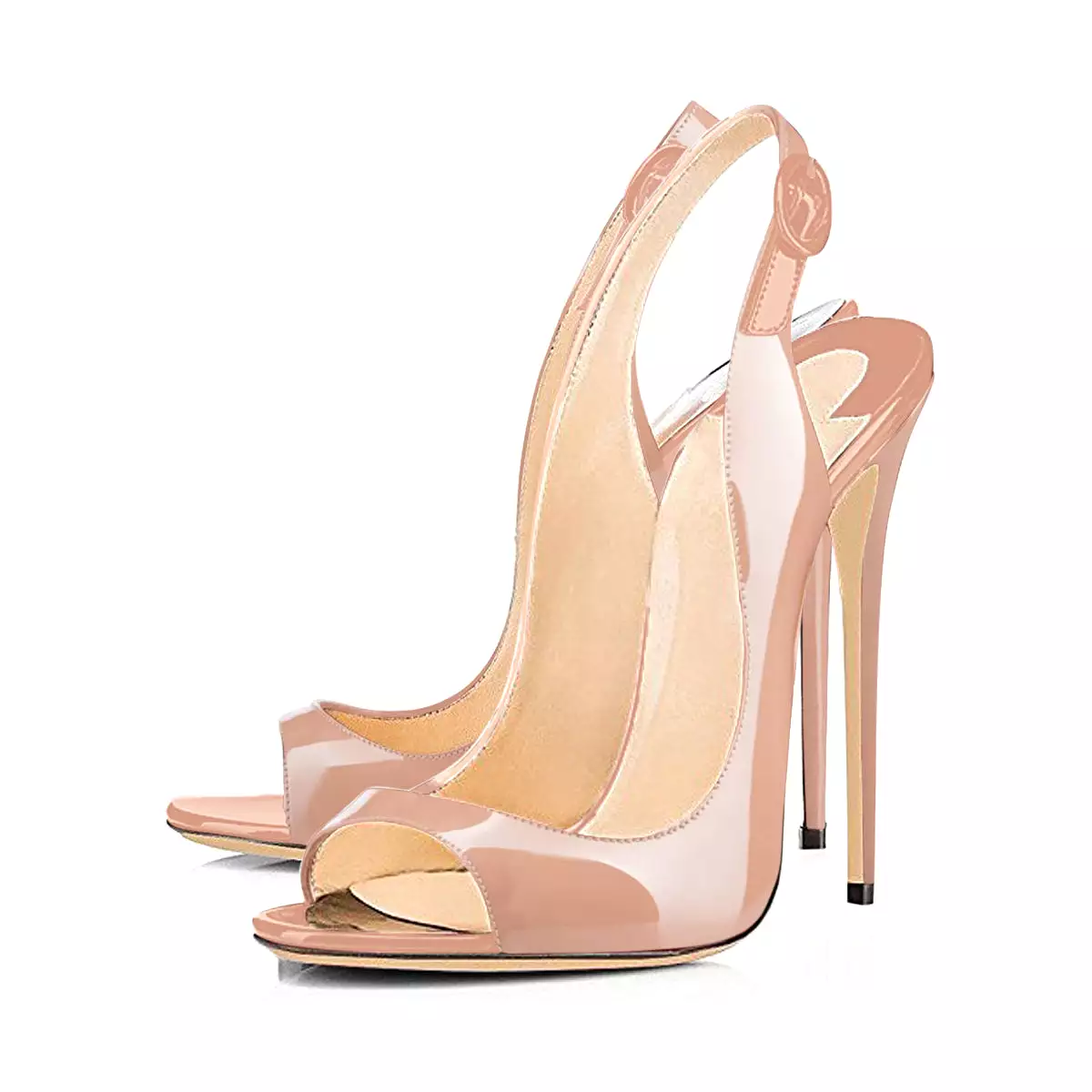 Baby Pink Open Toe Thin High Heels Slingback Sandals for Women