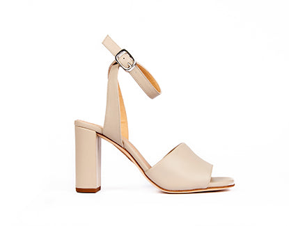 Beige Block Heel Sandals