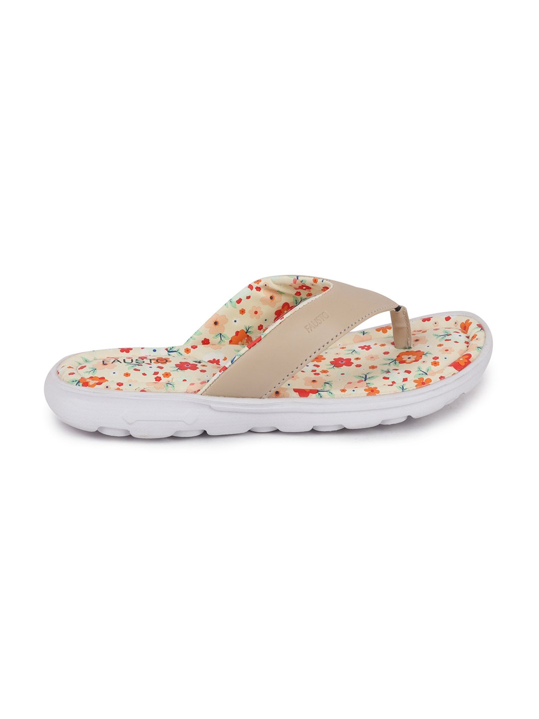 Beige Floral Women's Slippers & Flip Flops