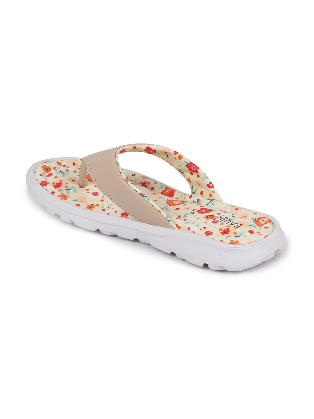 Beige Floral Women's Slippers & Flip Flops