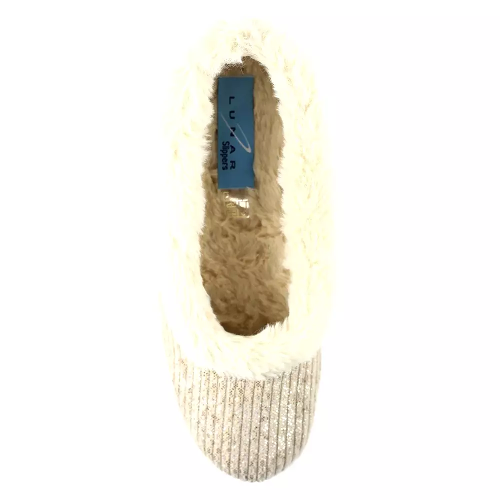 Beige Lunar Wedge Heel Marlene KLA172 Ladies Bedroom Slippers