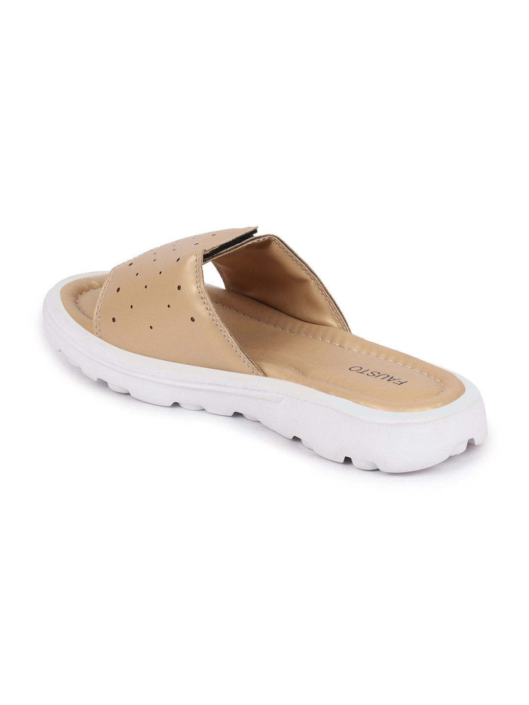 Beige Velcro Adjustable Women's Slippers & Flip Flops