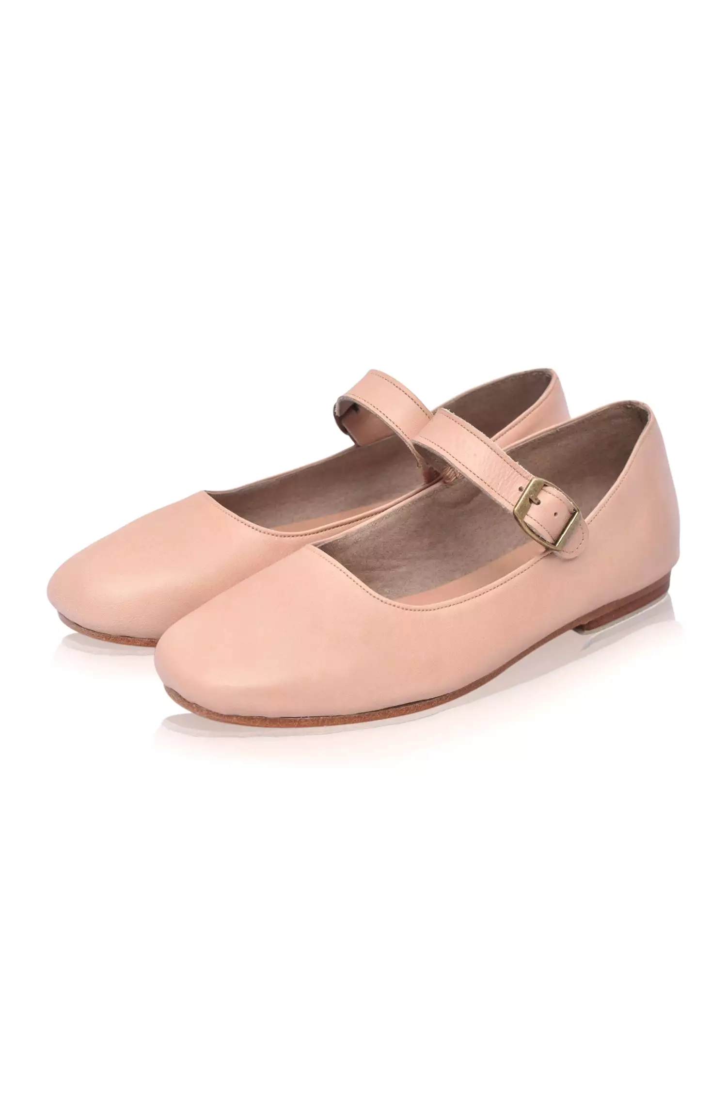 Belle Rose Leather Flats - Round Toe