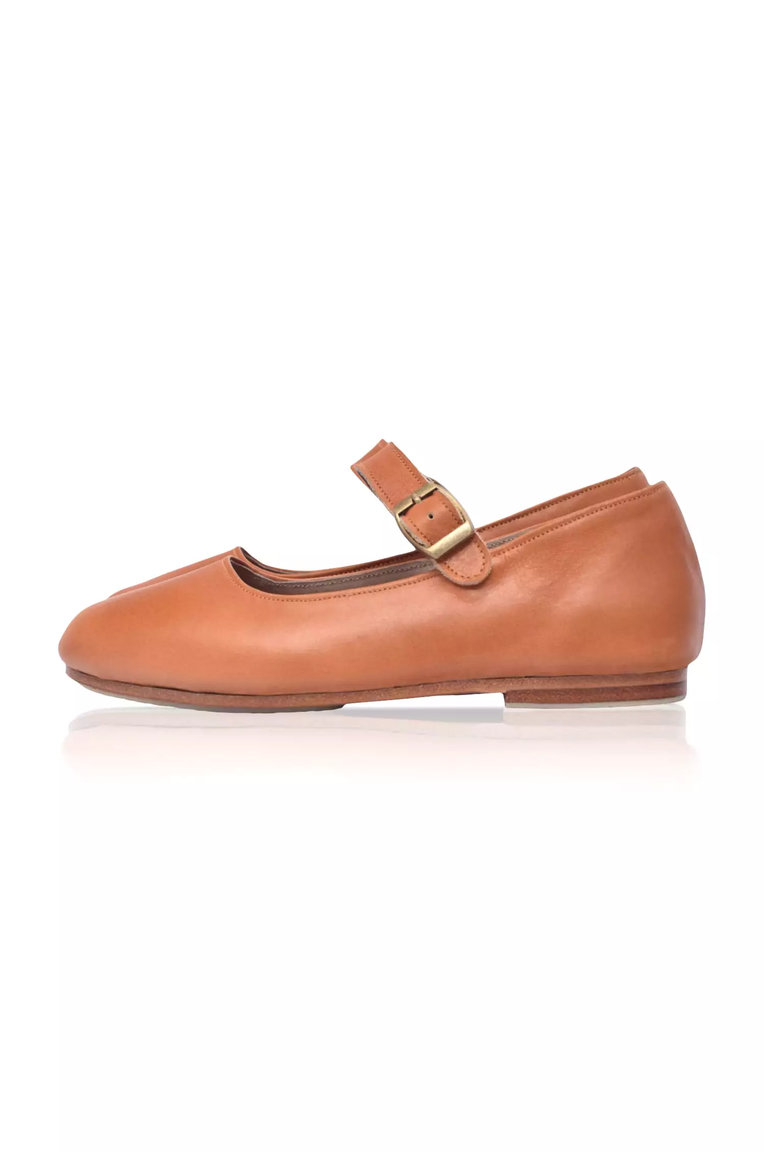 Belle Rose Leather Flats - Round Toe