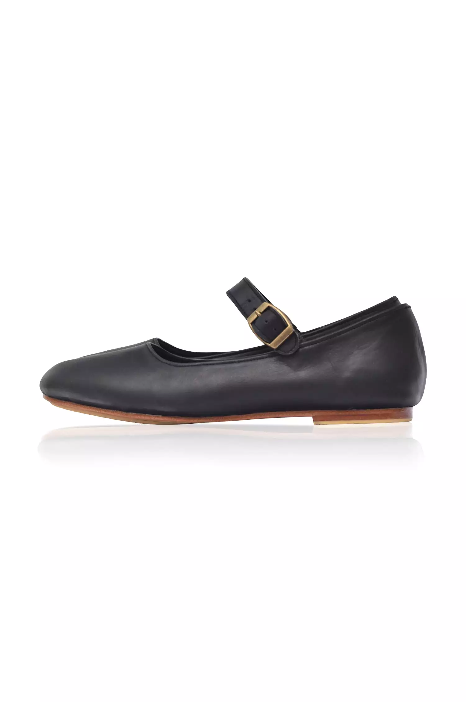 Belle Rose Leather Flats - Round Toe