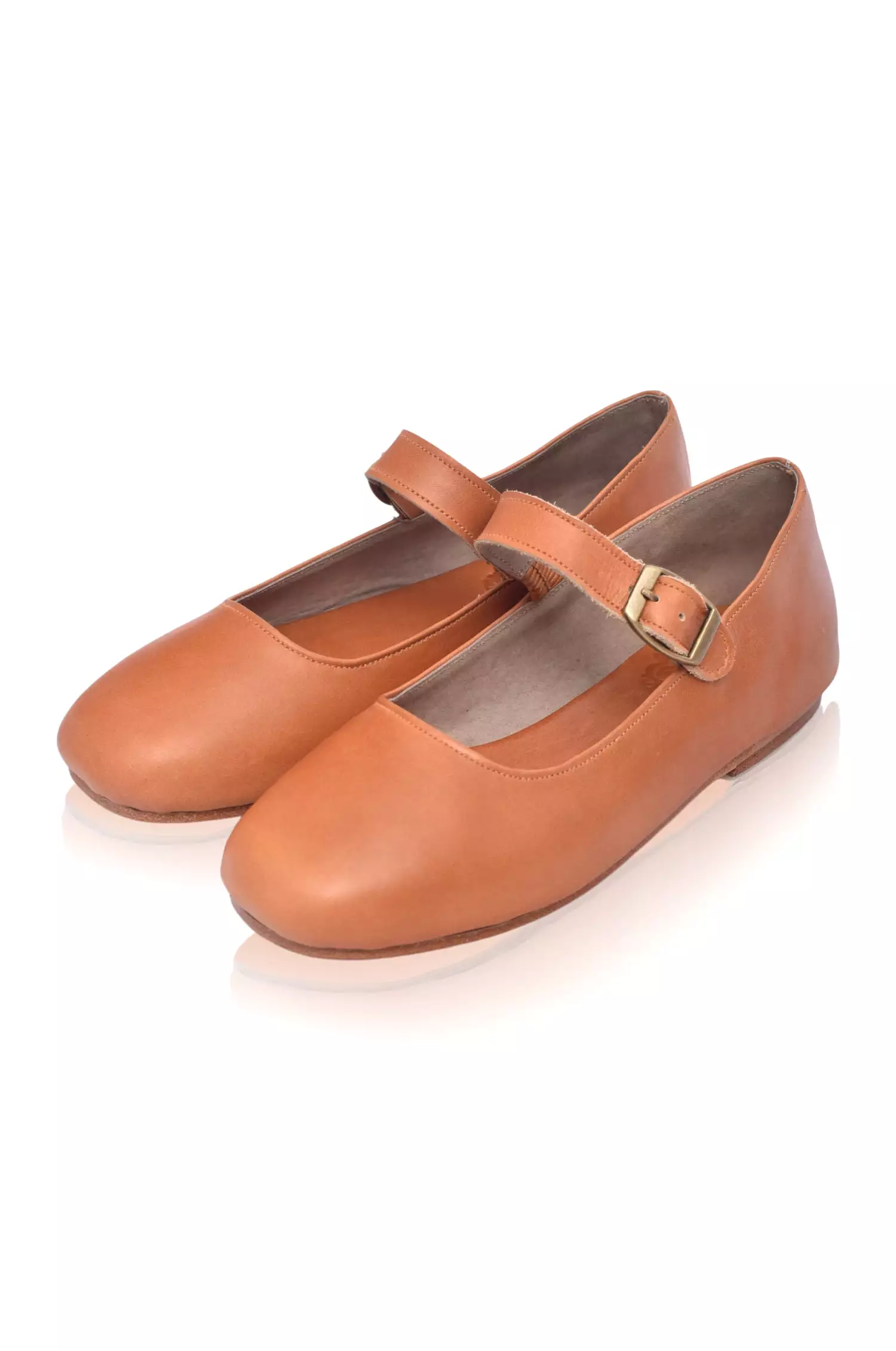 Belle Rose Leather Flats with Round Toe