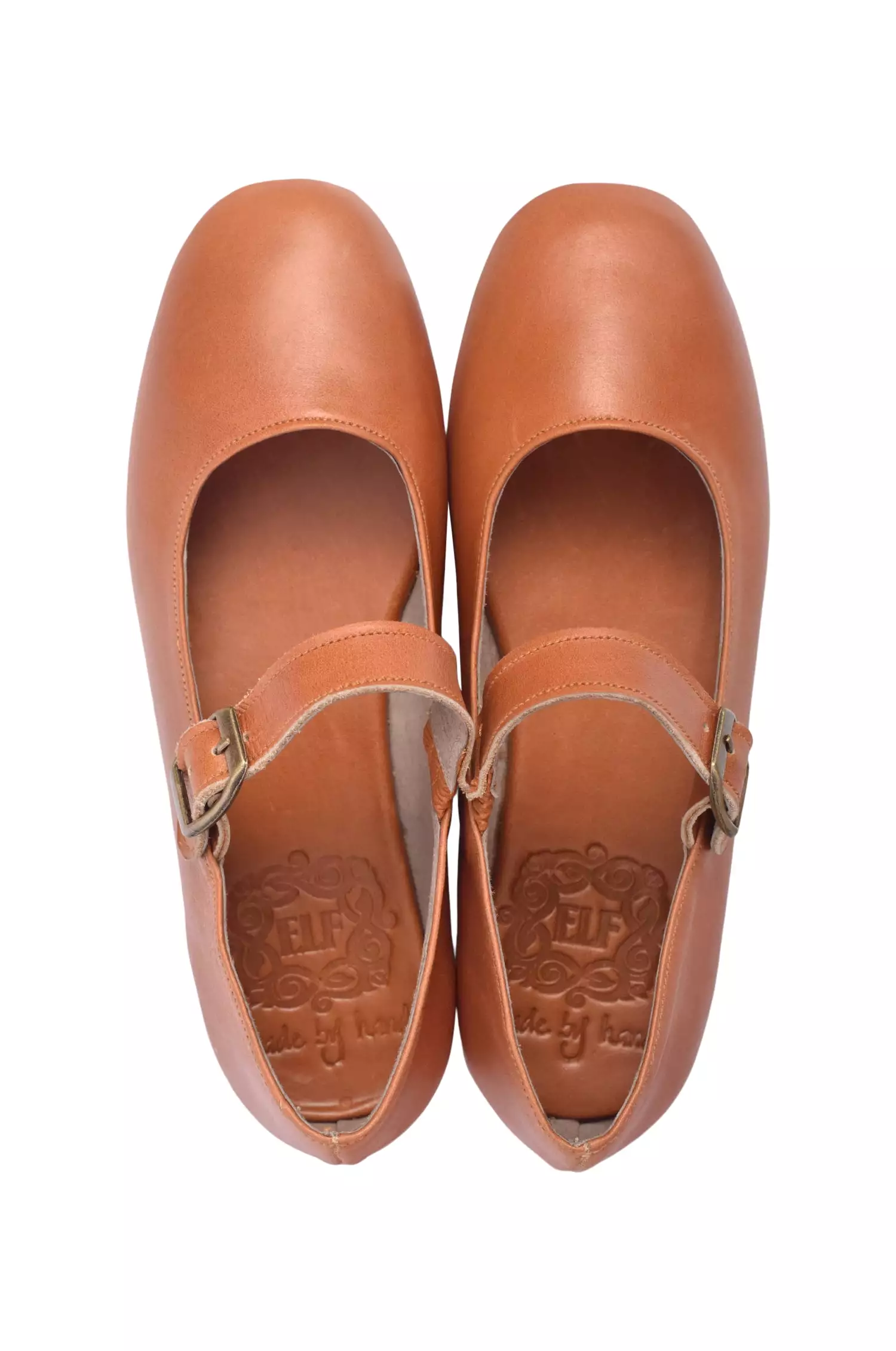 Belle Rose Leather Flats with Round Toe