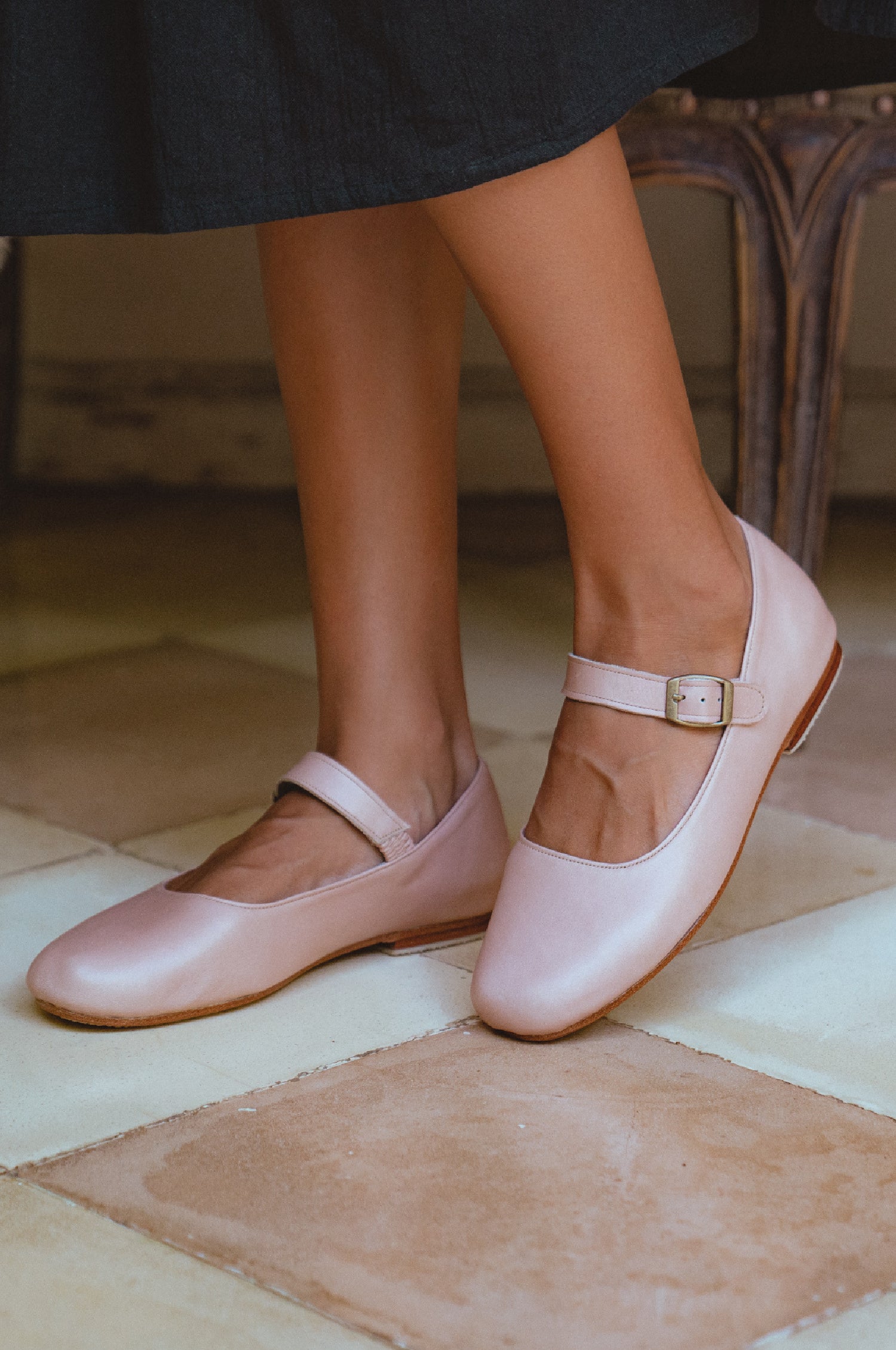 Belle Rose Leather Flats