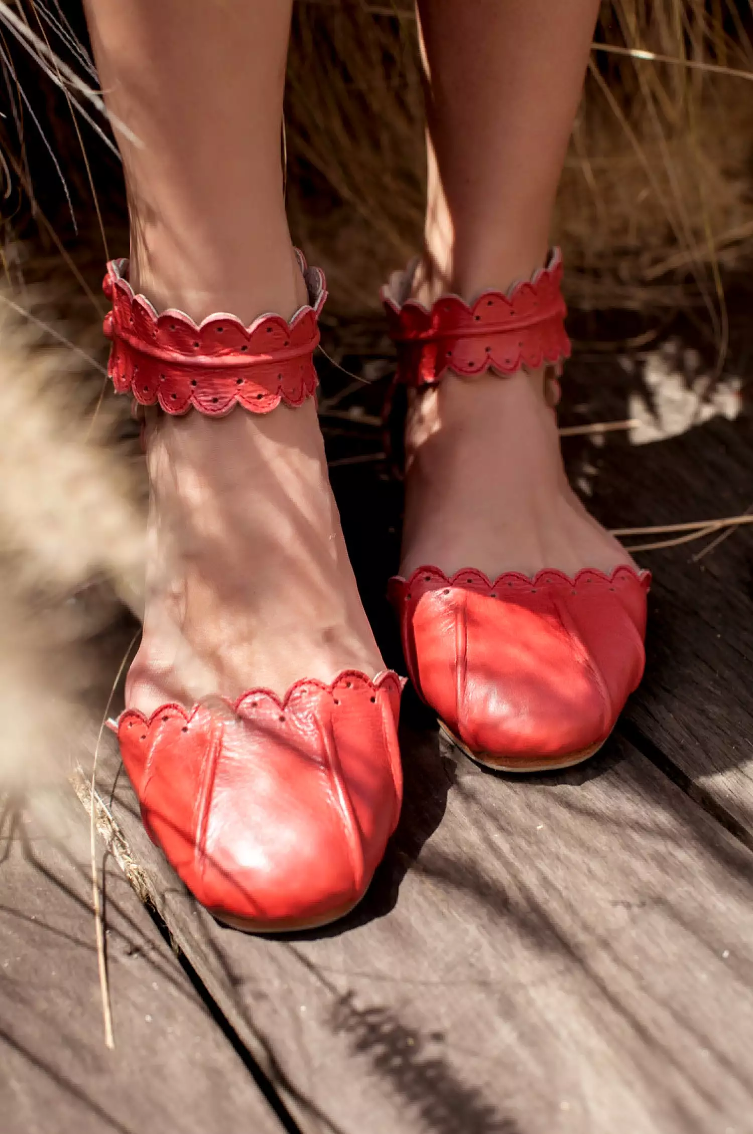 Bird Print Leather Flats