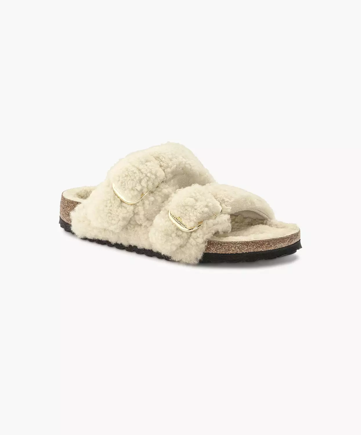 Birkenstock Arizona Big Buckle Shearling Sandals - Eggshell