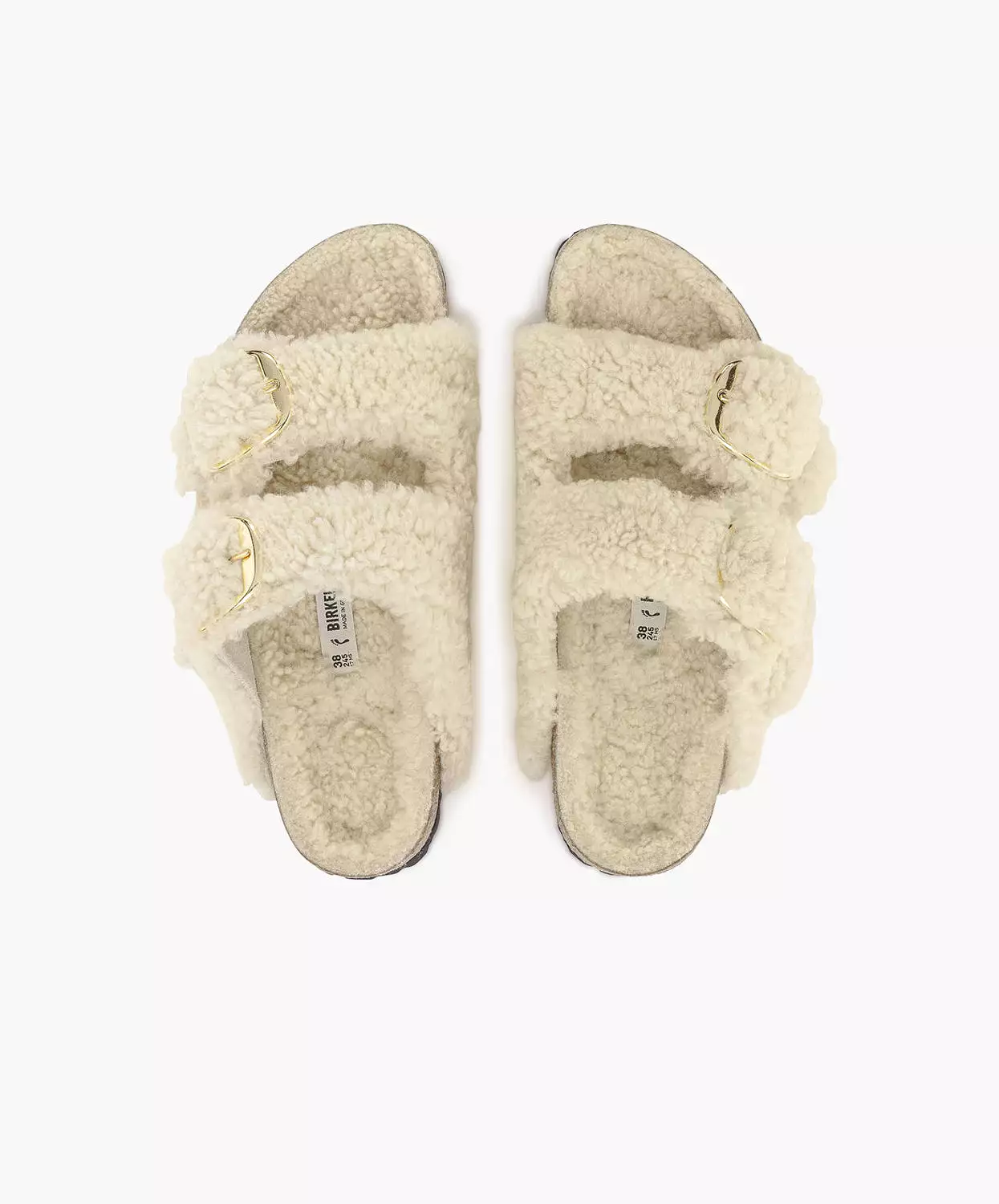 Birkenstock Arizona Big Buckle Shearling Sandals - Eggshell