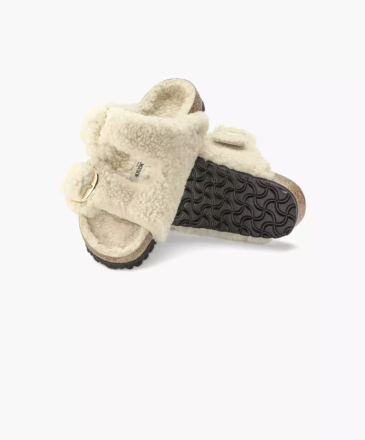 Birkenstock Arizona Big Buckle Shearling Sandals - Eggshell