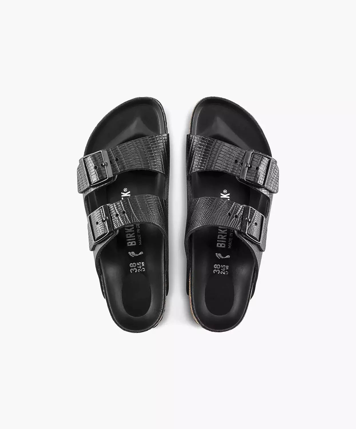 Birkenstock Arizona Black Lizard Texture Sandals