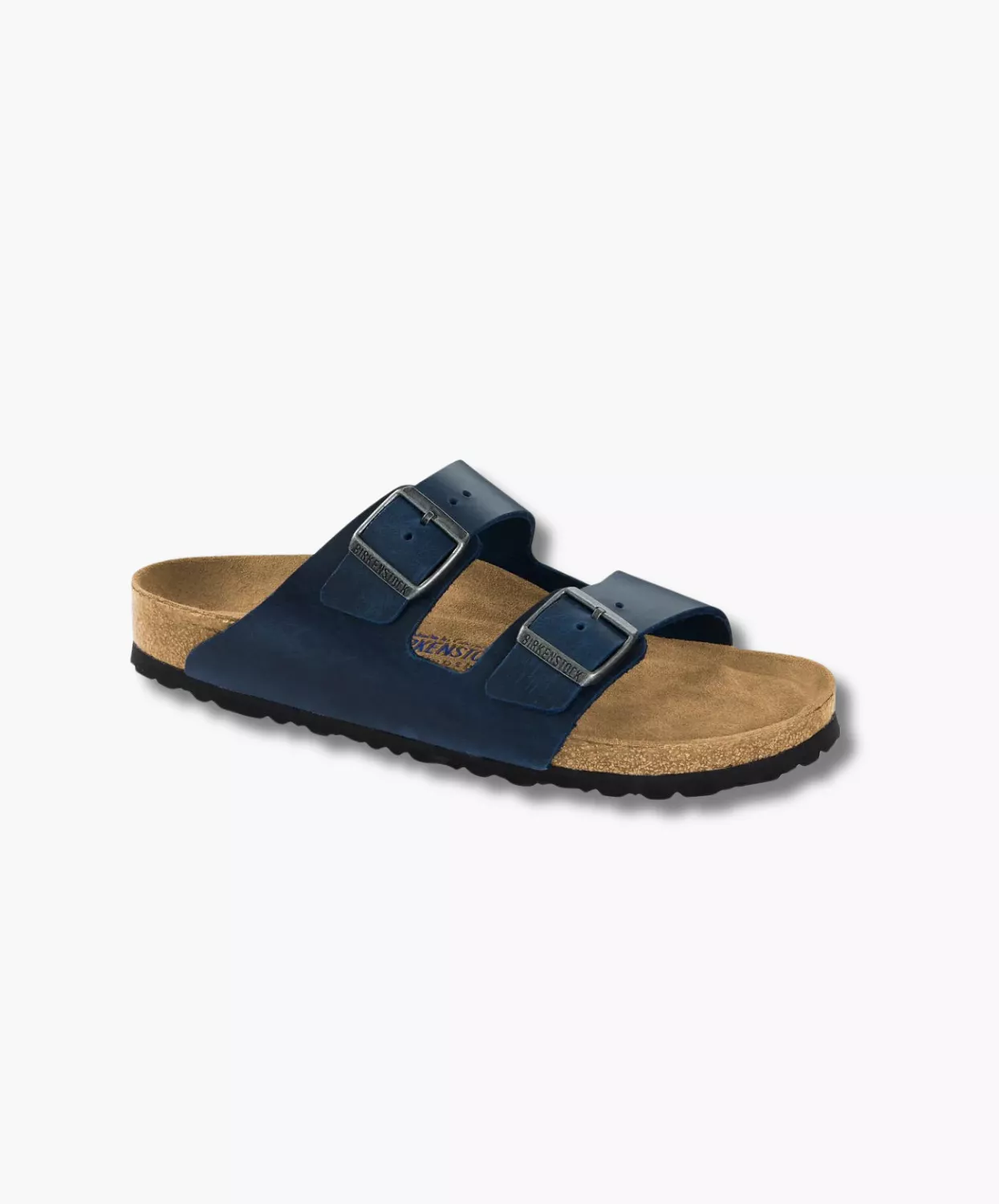 Birkenstock Arizona Blue Soft Footbed Sandals in Oiled Leather