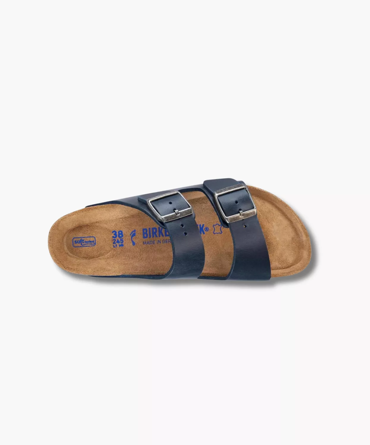 Birkenstock Arizona Blue Soft Footbed Sandals in Oiled Leather