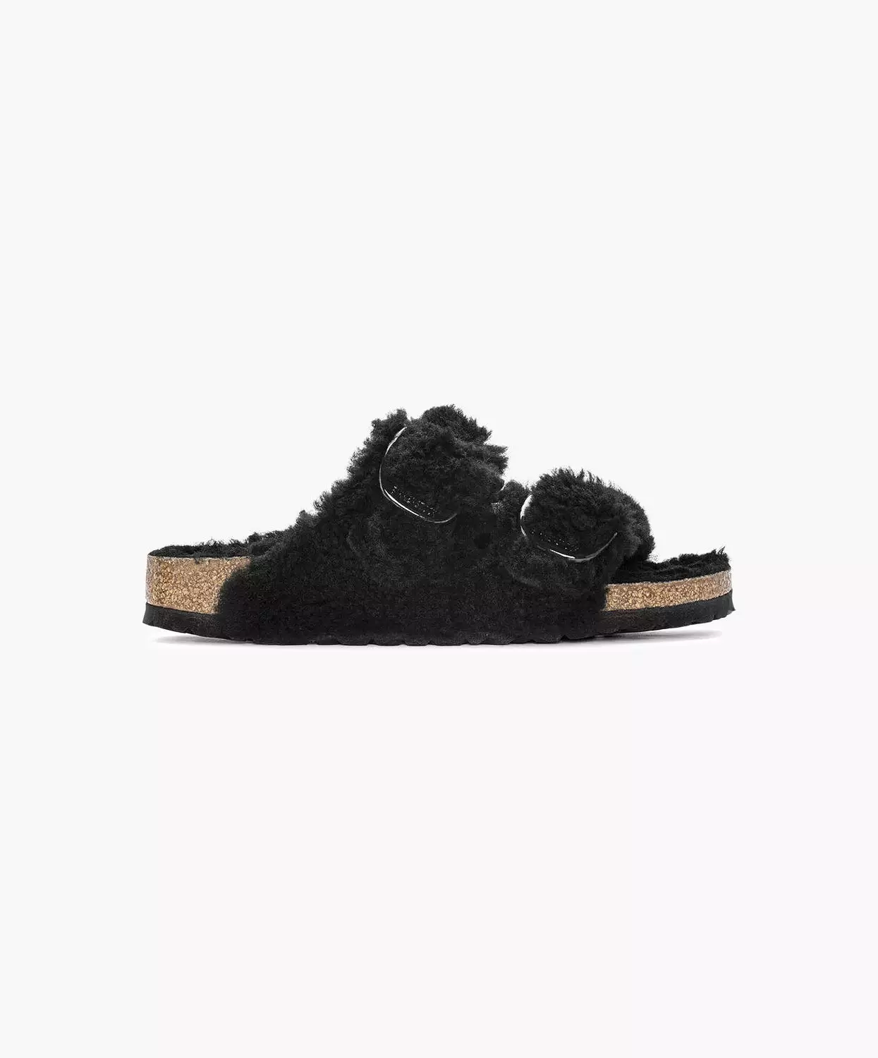 Birkenstock Arizona Sandals - Big Buckle Teddy Shearling - Black