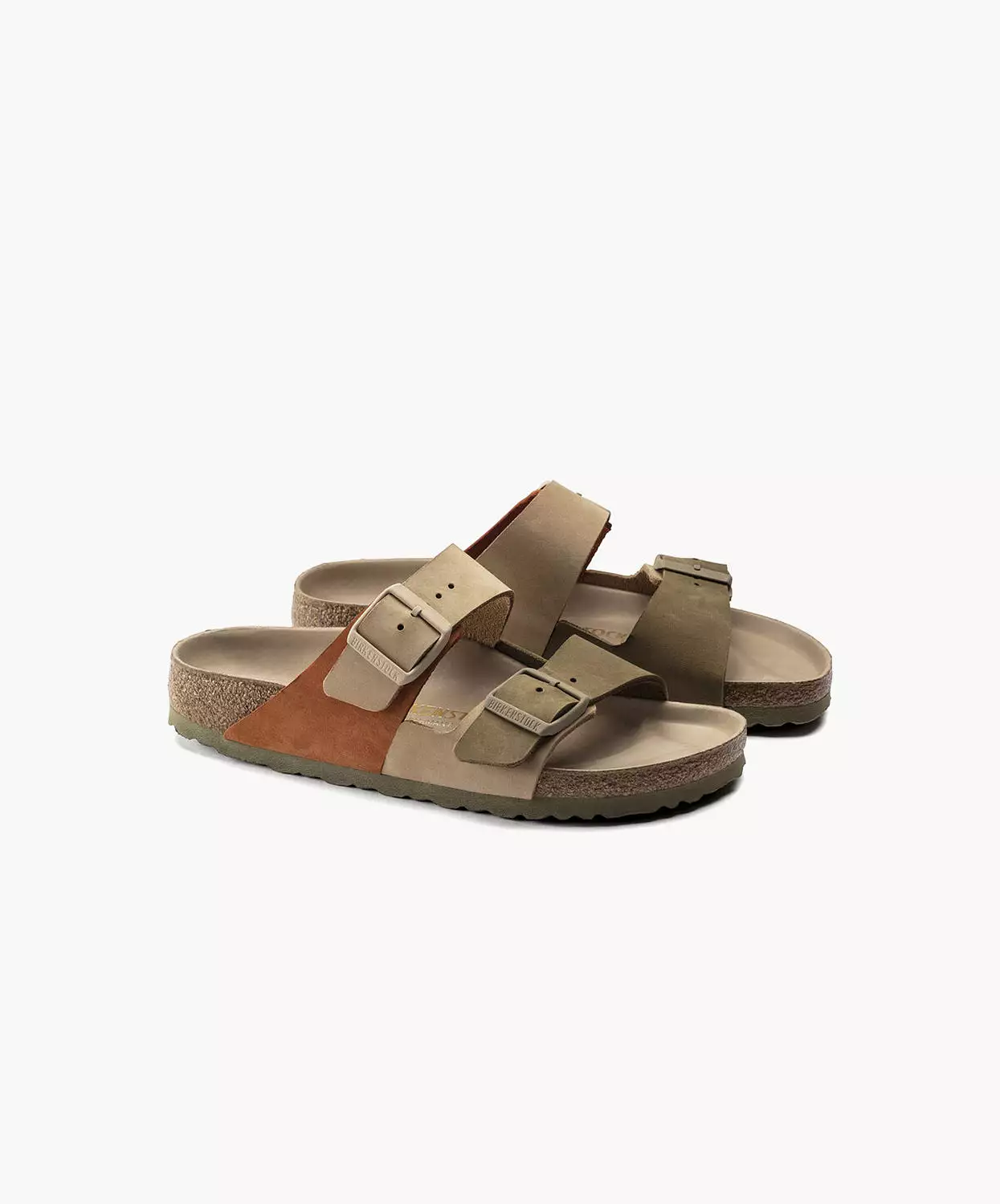 Birkenstock Arizona Sandcastle/Faded Khaki Sandals in Split Nubuck Leather