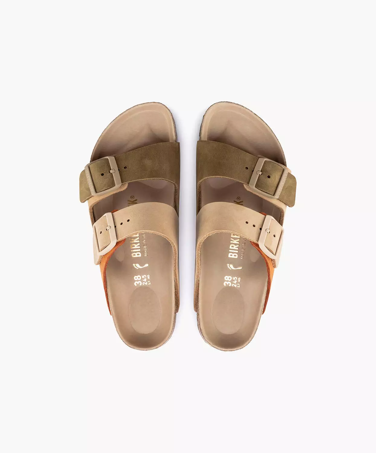 Birkenstock Arizona Sandcastle/Faded Khaki Sandals in Split Nubuck Leather