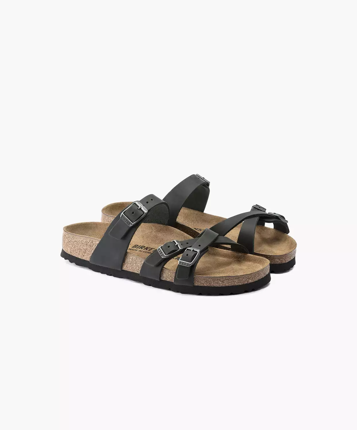 Birkenstock Franca Black Sandals Oiled Leather