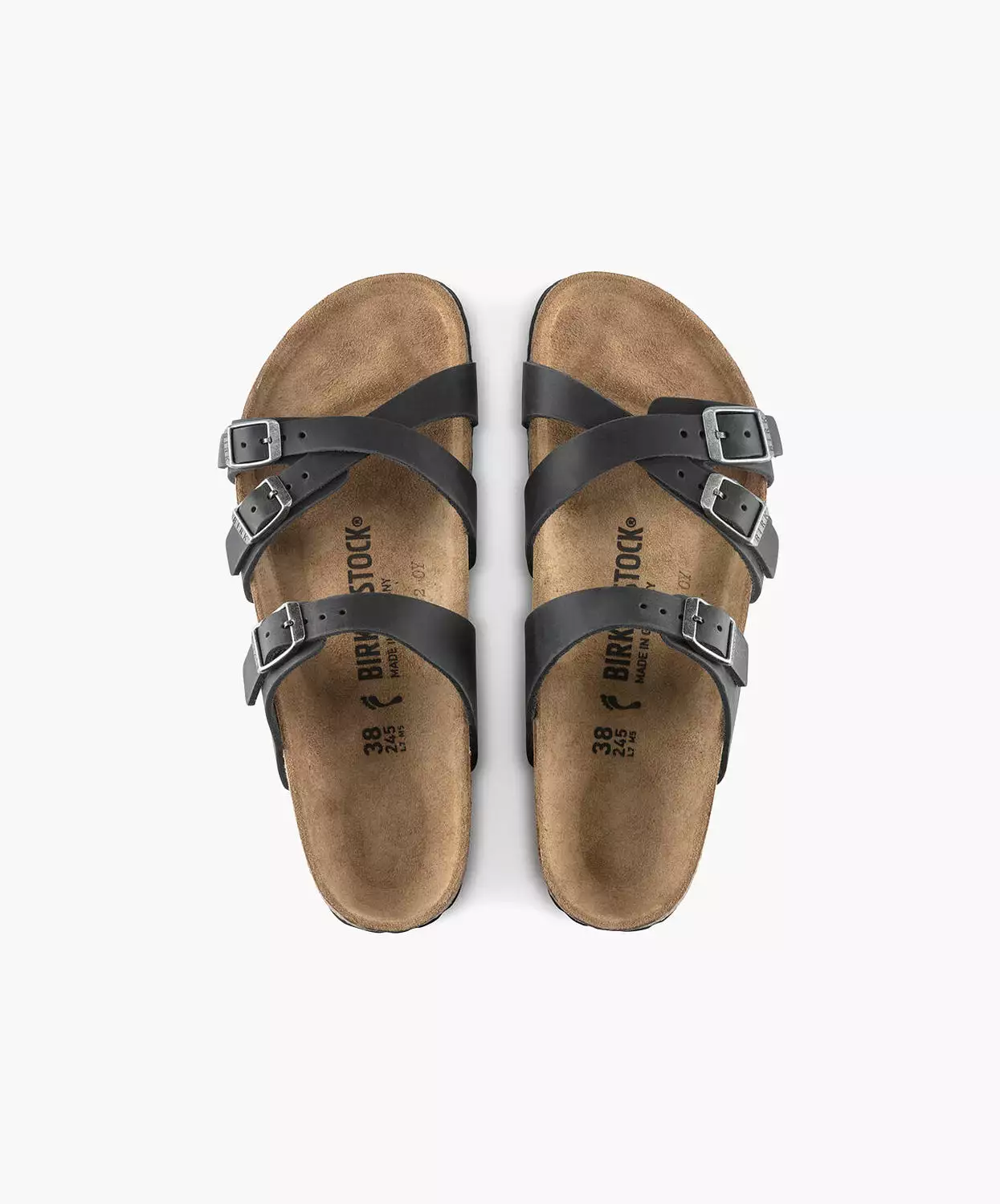 Birkenstock Franca Black Sandals Oiled Leather