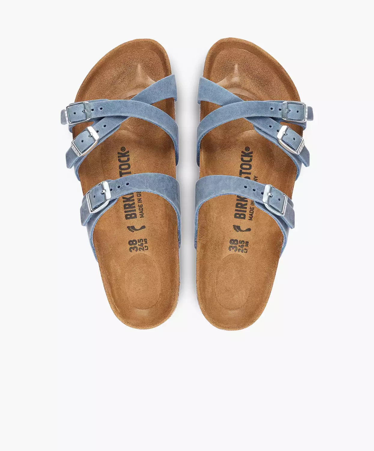 Birkenstock Franca Oiled Leather Dusty Blue Sandals