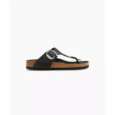 Birkenstock Gizeh Big Buckle Oiled Leather Black Sandals - Result: Black Buckle Leather Sandals - Birkenstock Gizeh Collection