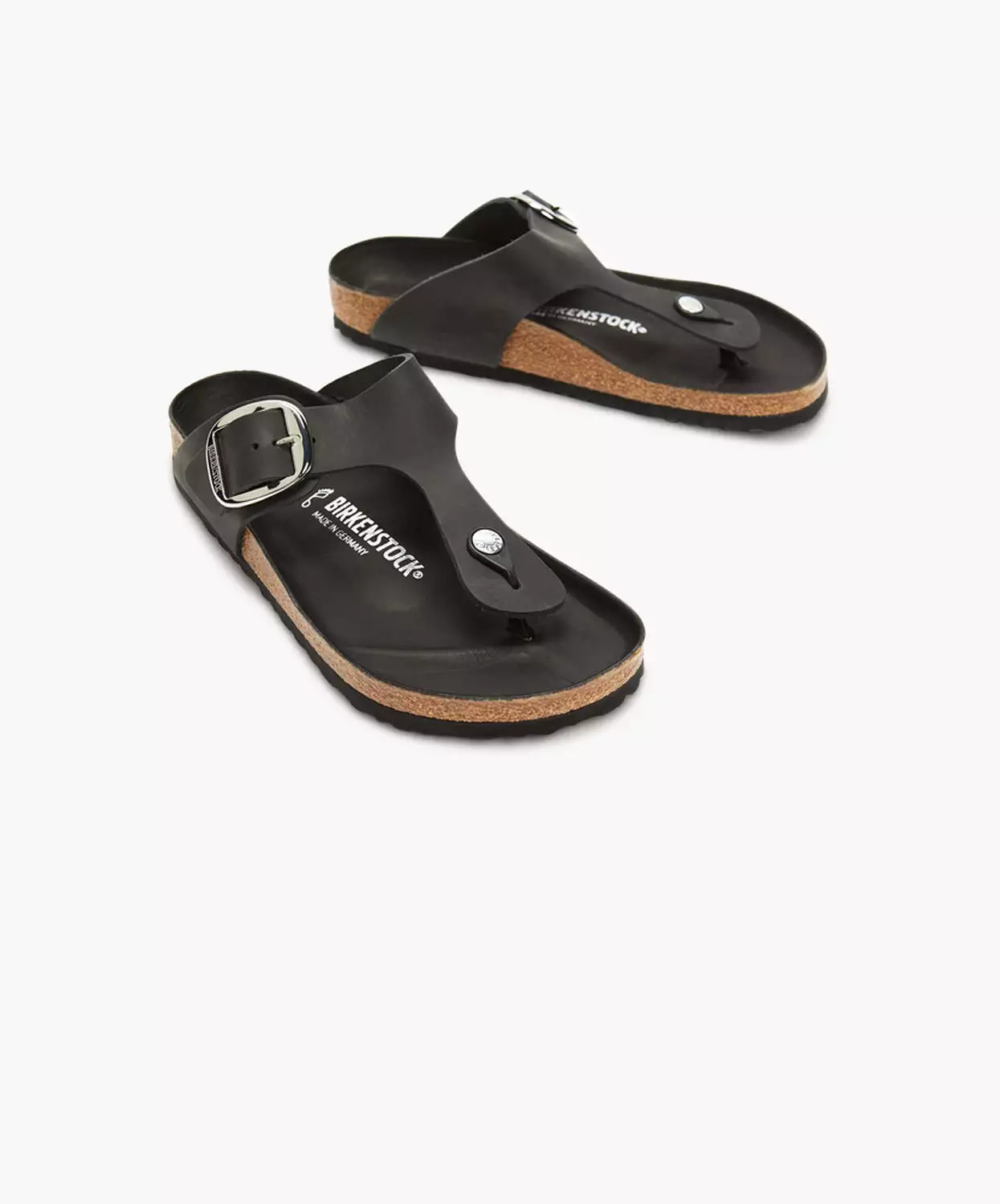 Birkenstock Gizeh Big Buckle Oiled Leather Black Sandals - Result: Black Buckle Leather Sandals - Birkenstock Gizeh Collection