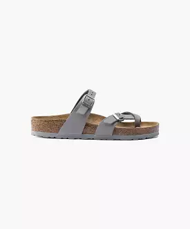 Birkenstock Mayari sandals, nubuck leather, dove grey, soft footbed.