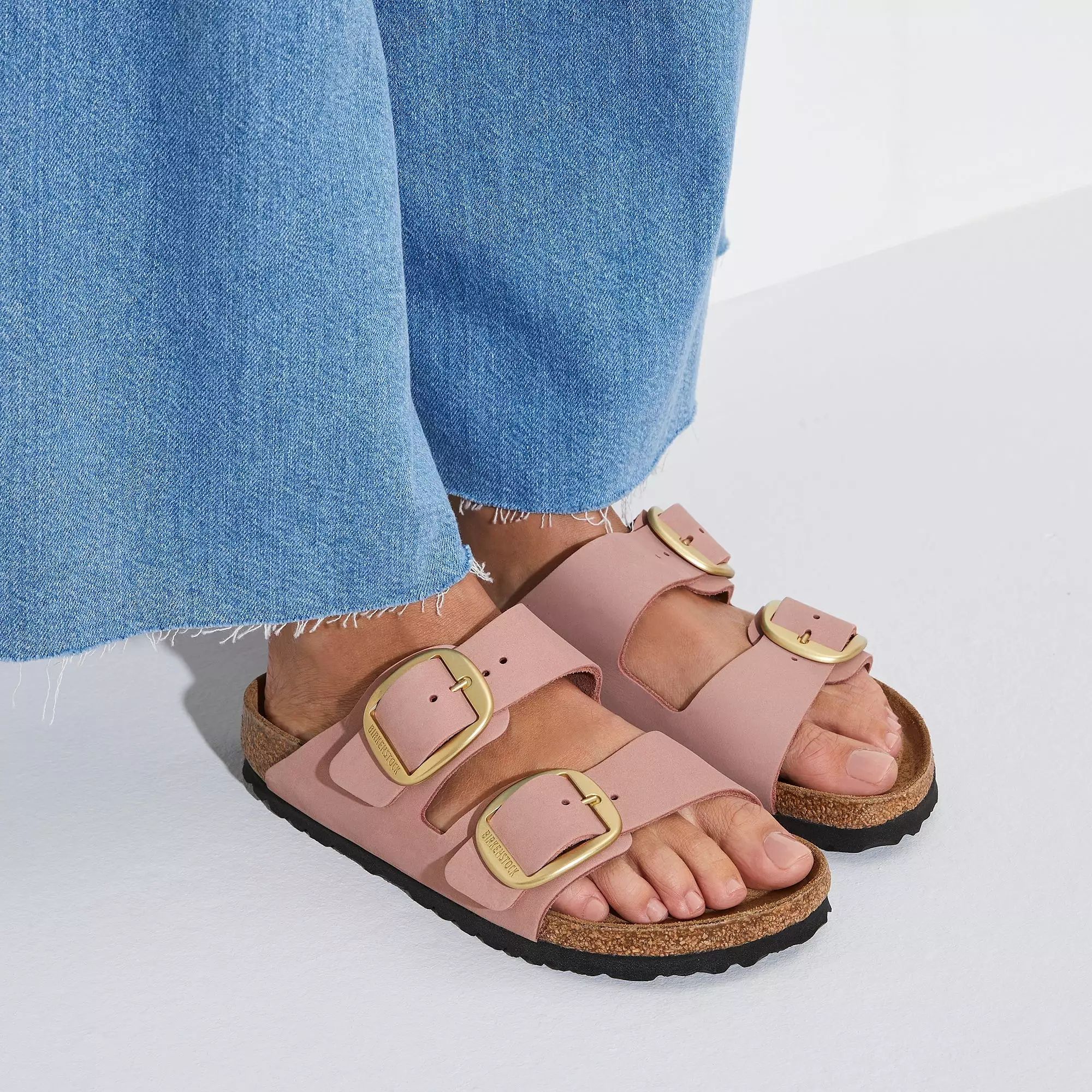 Birkenstock Old Rose Sandals with Big Buckle and Nubuck Leather