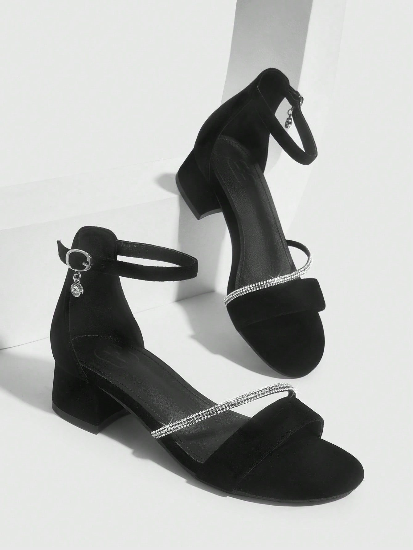 Black Ankle Strap Chunky Heel Sandals - Spring Summer - Woman Shoes Fashion