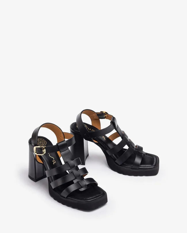 Black Block Heel Sandals