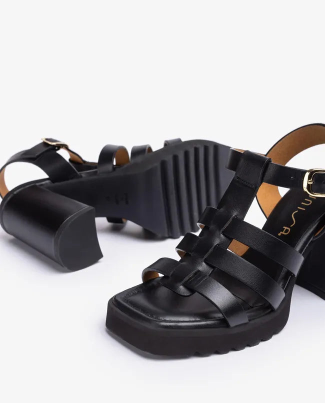 Black Block Heel Sandals