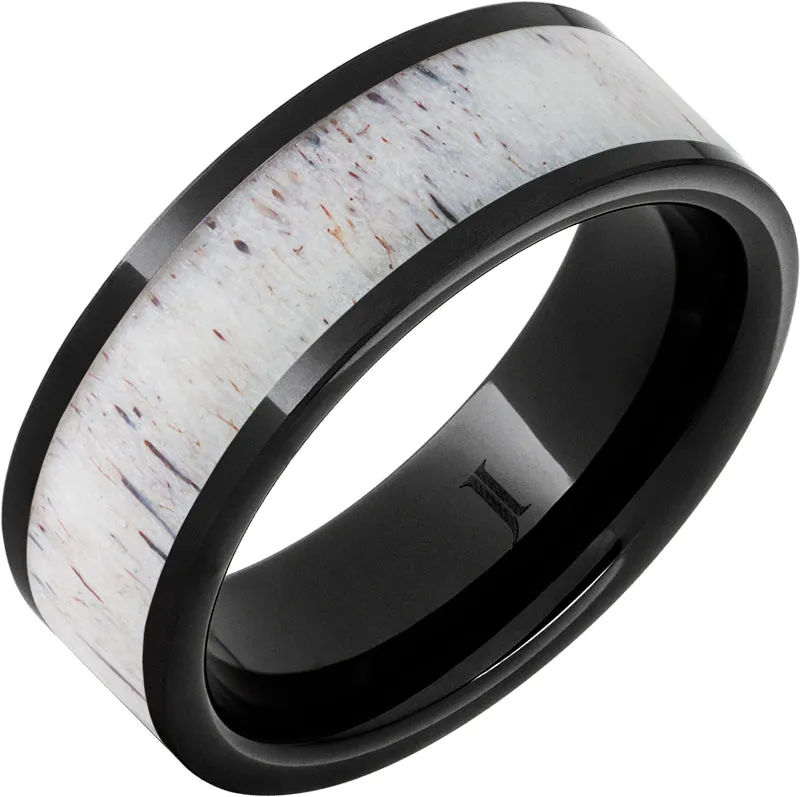 Black Diamond Ceramic Antler Inlay Ring