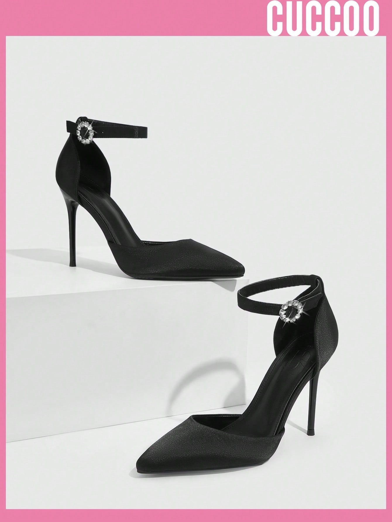 Black Fashionable Classic Ankle Strap High Heels for Spring and Summer