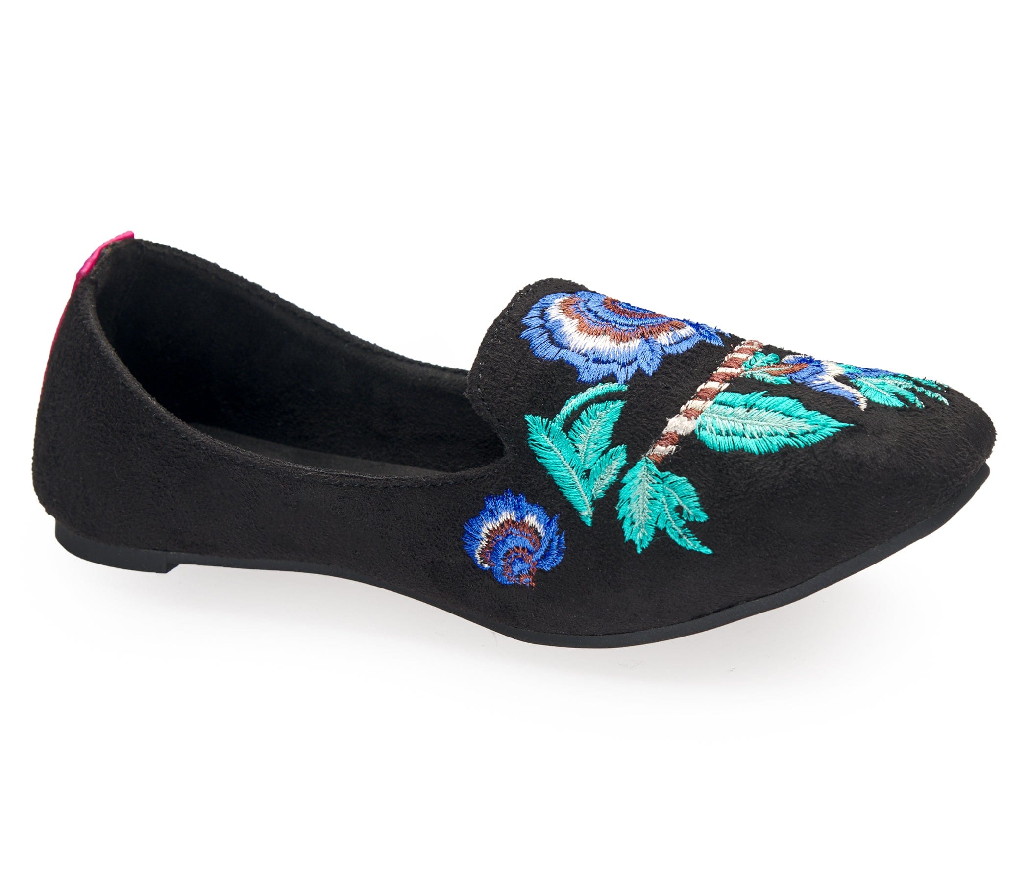 Black Floral Loafers