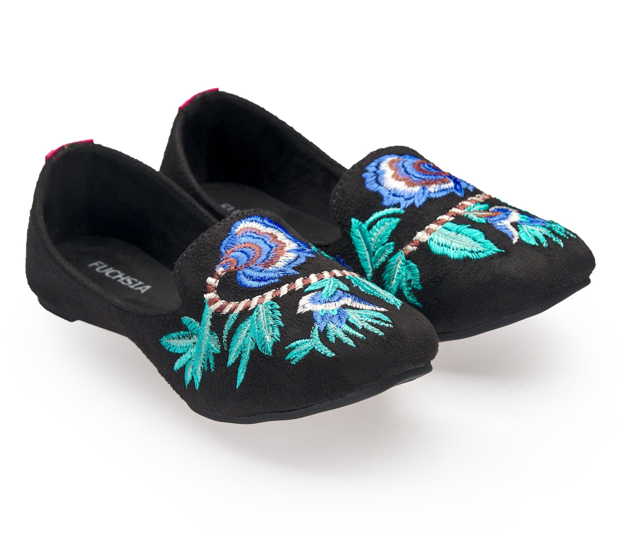 Black Floral Loafers