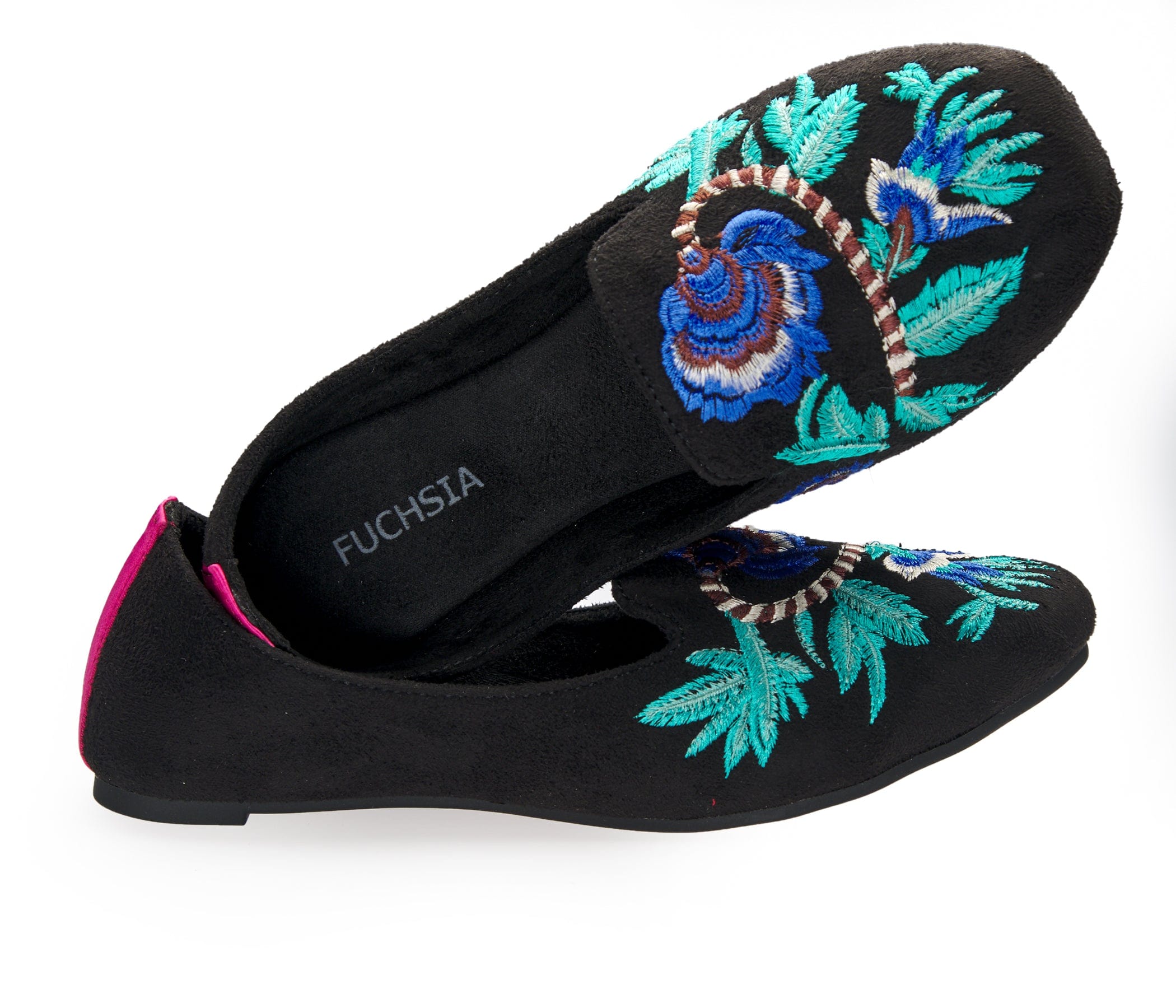 Black Floral Loafers