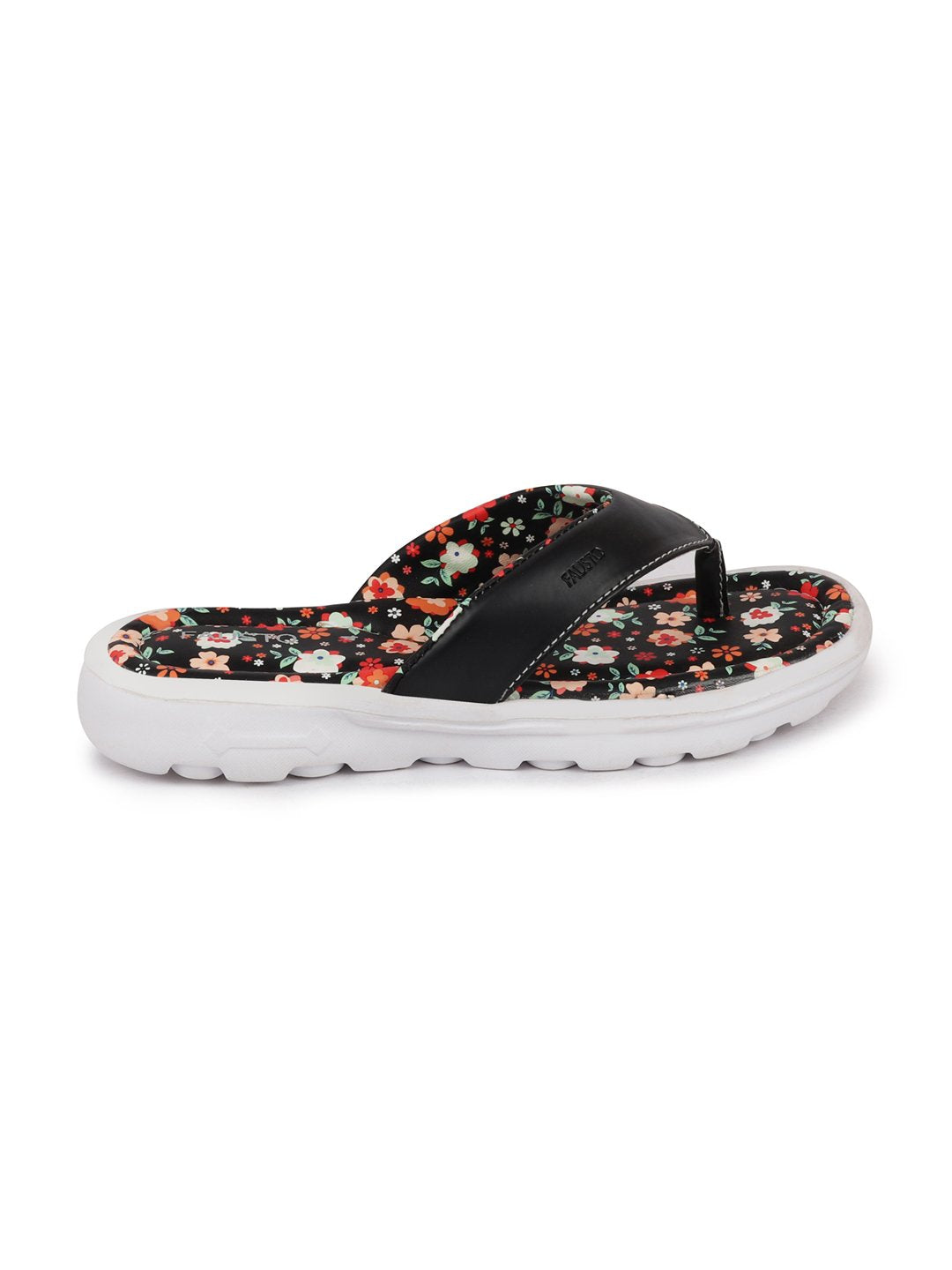 Black Floral Slippers & Flip Flops for Women