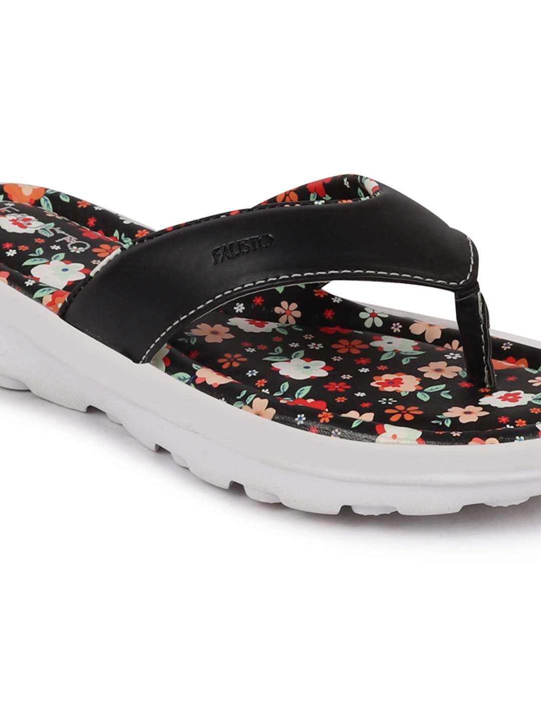 Black Floral Slippers & Flip Flops for Women